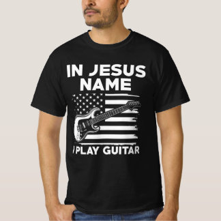 T-shirt En Jésus Nom Je Joue Guitare