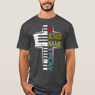 T-shirt En Jésus Nom Je Joue Piano Vintage Dire