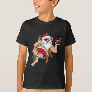 T-shirt En Juillet Père Noël Sur La Plage Fête De L'Indépe