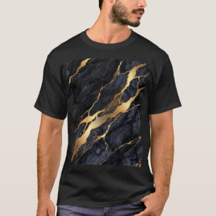 T-Shirt en marbre abstrait or noir Luxe esthétique