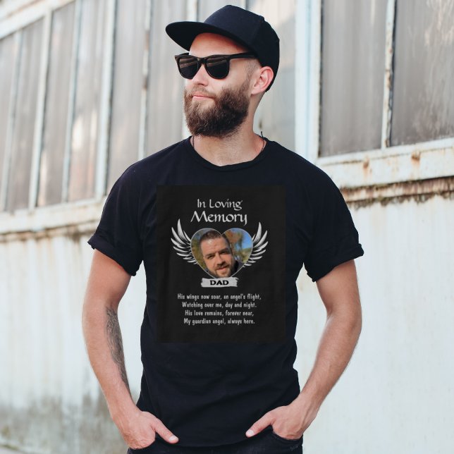 T-shirt En mémoire d'amour Photo souvenir Ange commémorati (In Loving Memory Photo Remembrance Memorial T-Shirt with Angel Wings and Poem)