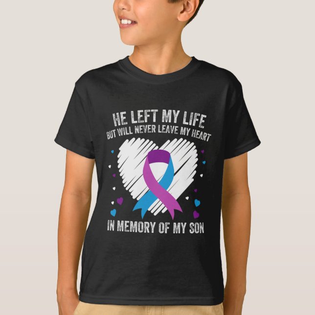 T-shirt En mémoire de mon fils amoureux Prévention du suic (Devant)