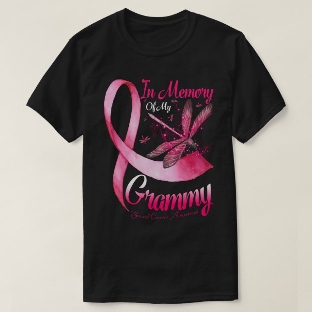 T-shirt En mémoire de mon Grammy Dragonfly Cancer du sein  (Design devant)