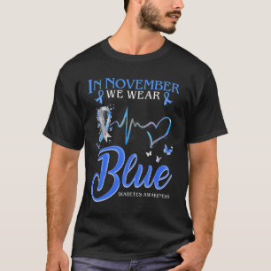 T-shirt En Novembre Nous Portons Bleu Heartbeat Diabetes A