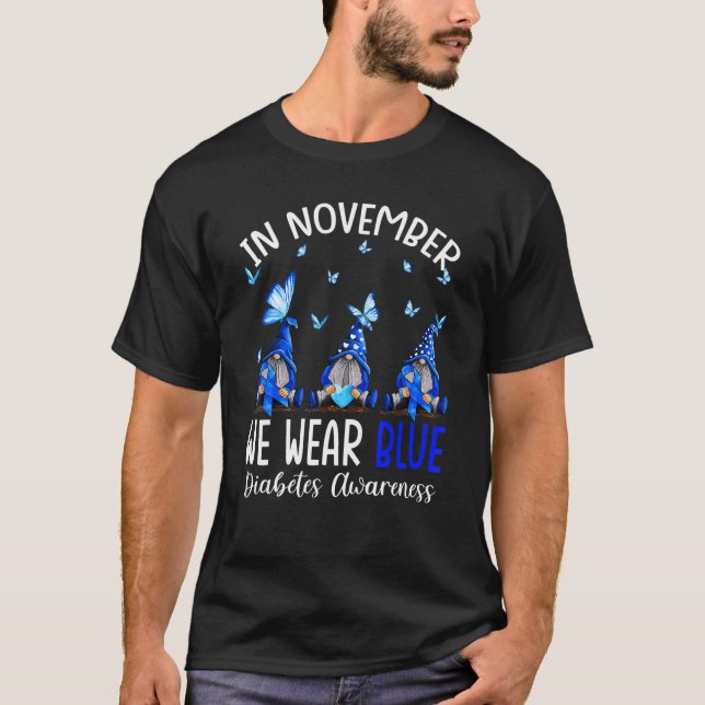 T-shirt En Novembre, Nous Portons Des Gnomes Bleus Sensibi (Devant)