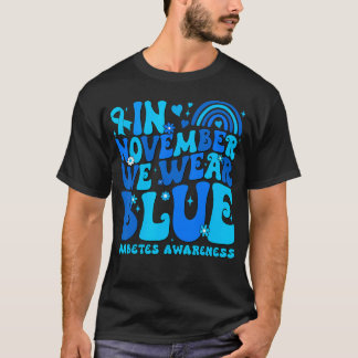T-shirt En Novembre, Nous Portons Le Ruban Bleu Diabète Se