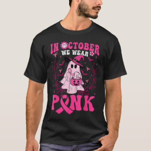 T-shirt En Octobre Nous Portons Chemise Rose Fantôme Hallo