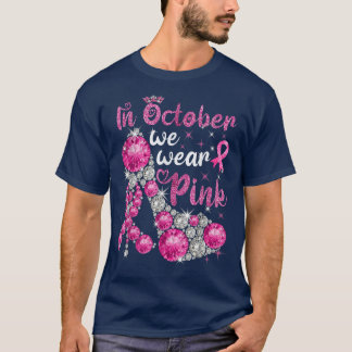T-shirt En Octobre Nous Portons Des Papillons Roses Cancer