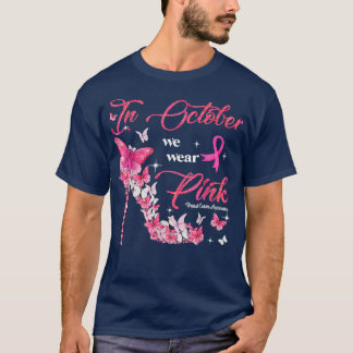T-shirt En Octobre Nous Portons Des Papillons Roses Cancer