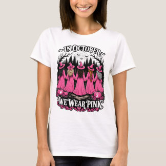 T-shirt En Octobre Nous Portons Des Sorcières Rose Cancer