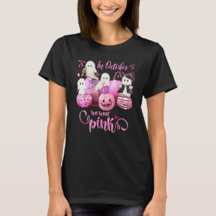 T-shirt En Octobre Nous Portons La Citrouille Rose Fantôme