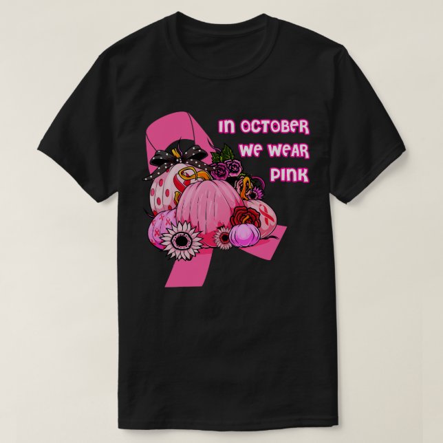 T-shirt En Octobre Nous Portons Le Cancer Citrouille Du Ru (Design devant)