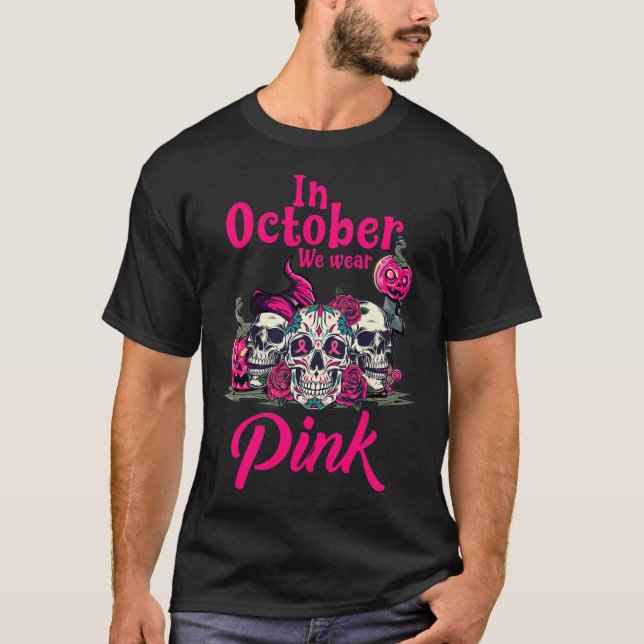 T-shirt En Octobre Nous Portons Le Cancer Du Sein Citrouil (Devant)