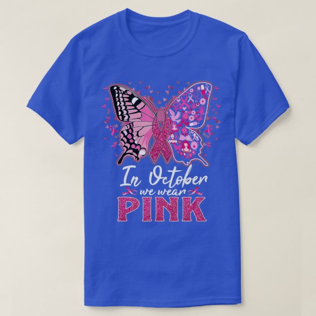 T-shirt En Octobre Nous Portons Le Papillon Rose Cancer Du (Design devant)