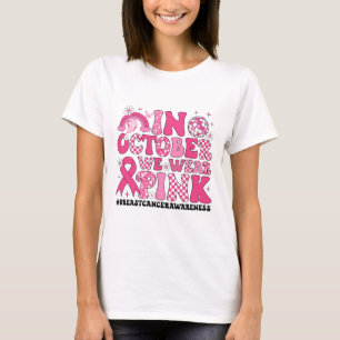 T-shirt En Octobre Nous Portons Le Ruban Rose Cancer Du Se