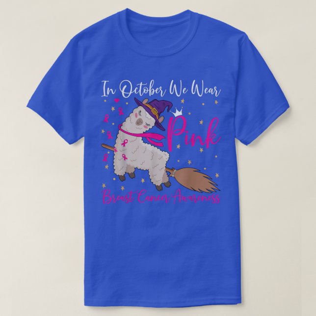 T-shirt En Octobre Nous Portons Le Ruban Rose Llama Cancer (Design devant)