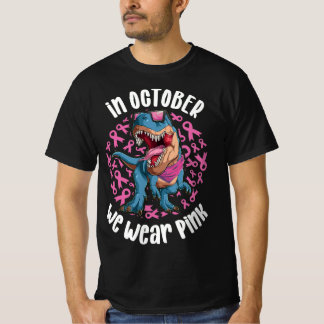T-shirt En Octobre Nous Portons Le Ruban Rose T-rex Dinosa
