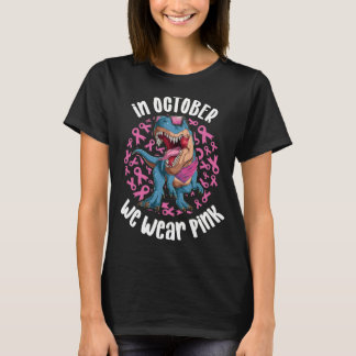 T-shirt En Octobre Nous Portons Le Ruban Rose T-rex Dinosa