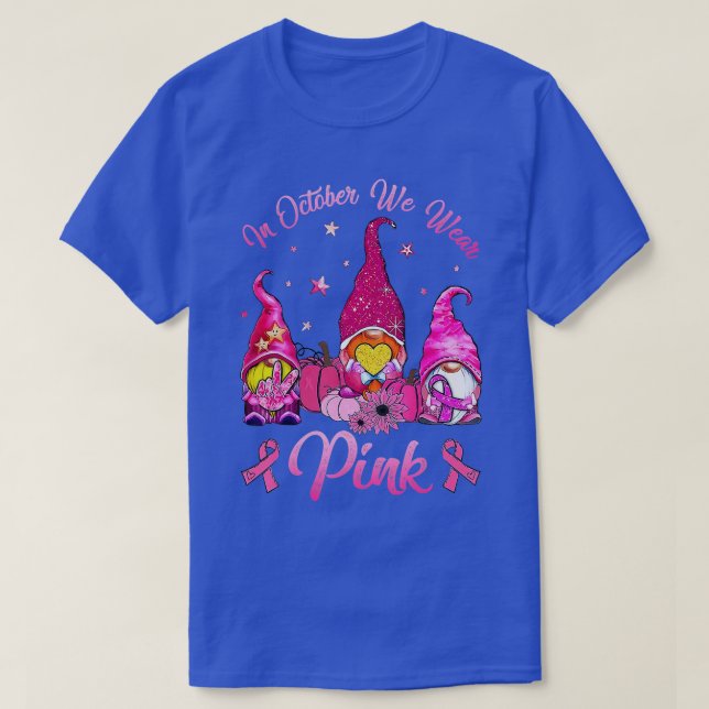 T-shirt En Octobre Nous Portons Les Gnomes Roses Le Cancer (Design devant)