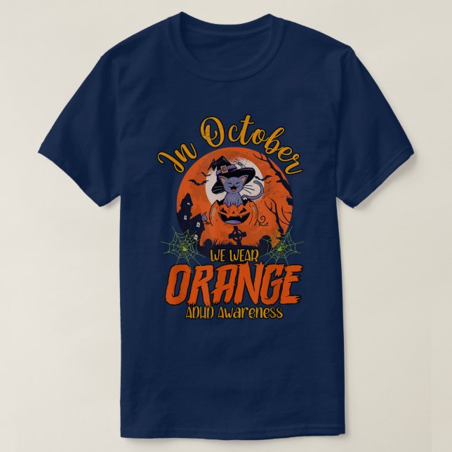 T-shirt En Octobre Nous Portons Orange ADHD 850 (Design devant)
