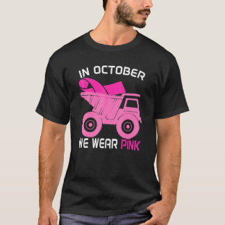 T-shirt En Octobre Nous Portons Pink Dump Truck Cancer Du 