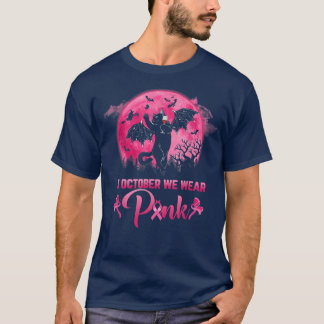 T-shirt En Octobre Nous Portons Pink Funny Chat Halloween 