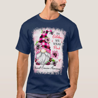 T-shirt En Octobre Nous Portons Pink Gnome Certifié Cancer