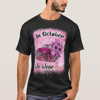 T-shirt En Octobre Nous Portons Pink Truck Certifié Cancer