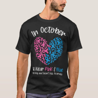 T-shirt En Octobre Nous Portons Rose Bleu Grossesse Perte 