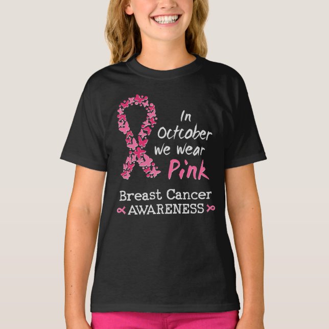 T-shirt En Octobre nous portons rose Cancer du sein Sensib (Devant)