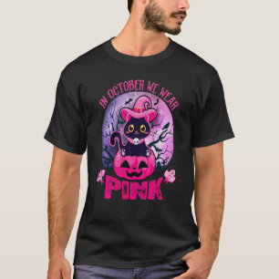 T-shirt En Octobre Nous Portons Rose Cute Chat Noir Citrou