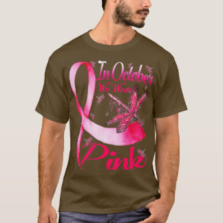 T-shirt En Octobre Nous Portons Rose Dragonfly Cancer du s