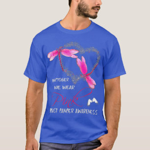 T-shirt En Octobre Nous Portons Rose Dragonfly Cancer du s