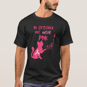 T-shirt En Octobre Nous Portons Rose Mignon Chat Sein Prem