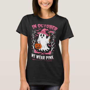 T-shirt En Octobre Portez Rose Sorcière Fantôme Cancer du