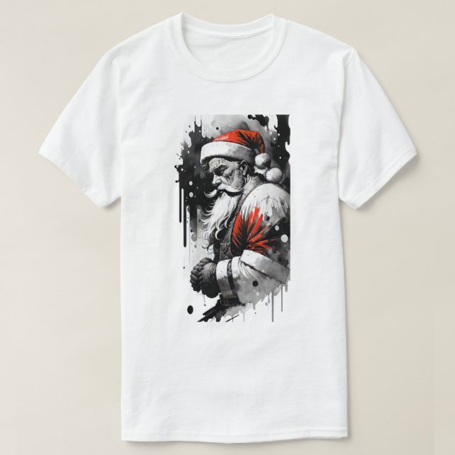 T-Shirt en plaque d'encre du Père Noël (Design devant)