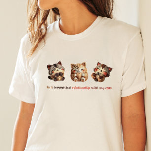 T-shirt "En relation avec mon chat" Cute papier chatons
