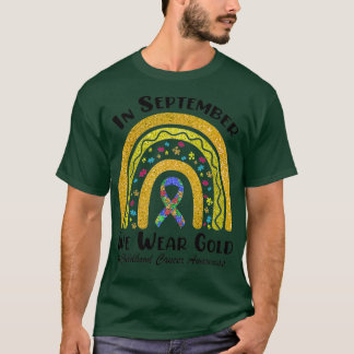 T-shirt En Septembre Nous Portons Gold Rainbow Cancer de l