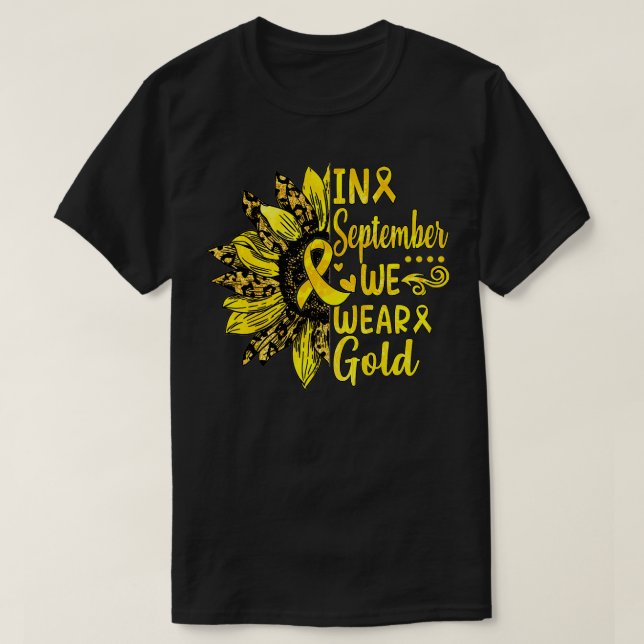T-shirt En Septembre Nous Portons Gold Sunflower Canc Enfa (Design devant)