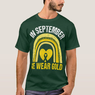 T-shirt En Septembre Nous Portons Or Arc-en-Ciel Cancer de
