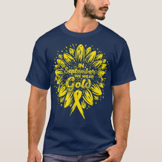 T-shirt En Septembre Nous Portons Or Sunflower Ribbon Chil