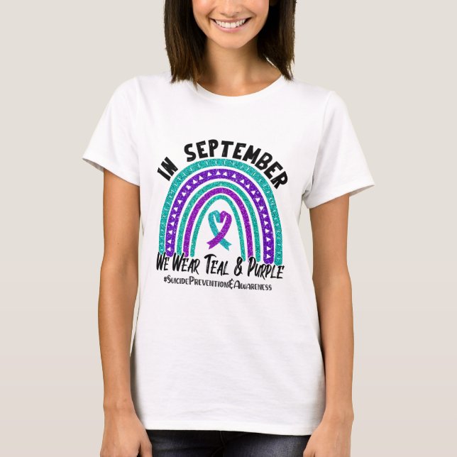 T-shirt En Septembre Nous Portons Turquoise Et Violet Suic (Devant)