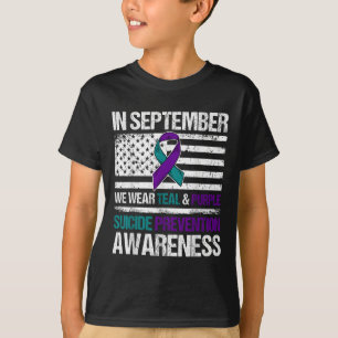 T-shirt En Septembre Porter Turquoise Purple Suicide Préve