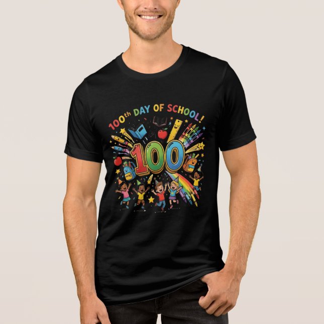 T-shirt En Tri-matière 100th Day of School Colorful Celebration Design –  (Recto)