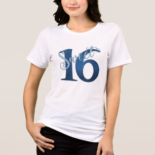 T-shirt En Tri-matière 16 ans Aquarelle bleue et Faux Parties scintilla