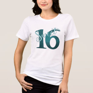 T-shirt En Tri-matière 16 ans Turquoise Green Grunge et Parties scintil