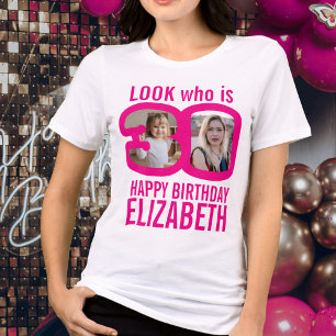T-shirt En Tri-matière 30e anniversaire rose look 30 personnalisé deux ph