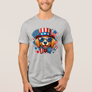 T-shirt En Tri-matière 4 juillet USA chien patriotique Jour de l'Indépend