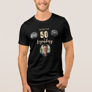 T-shirt En Tri-matière 50 et légendaire 3 photos Gold 50e anniversaire