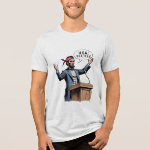 T-shirt En Tri-matière Abe Lincoln: "États-Unis ! États-Unis ! États-Unis